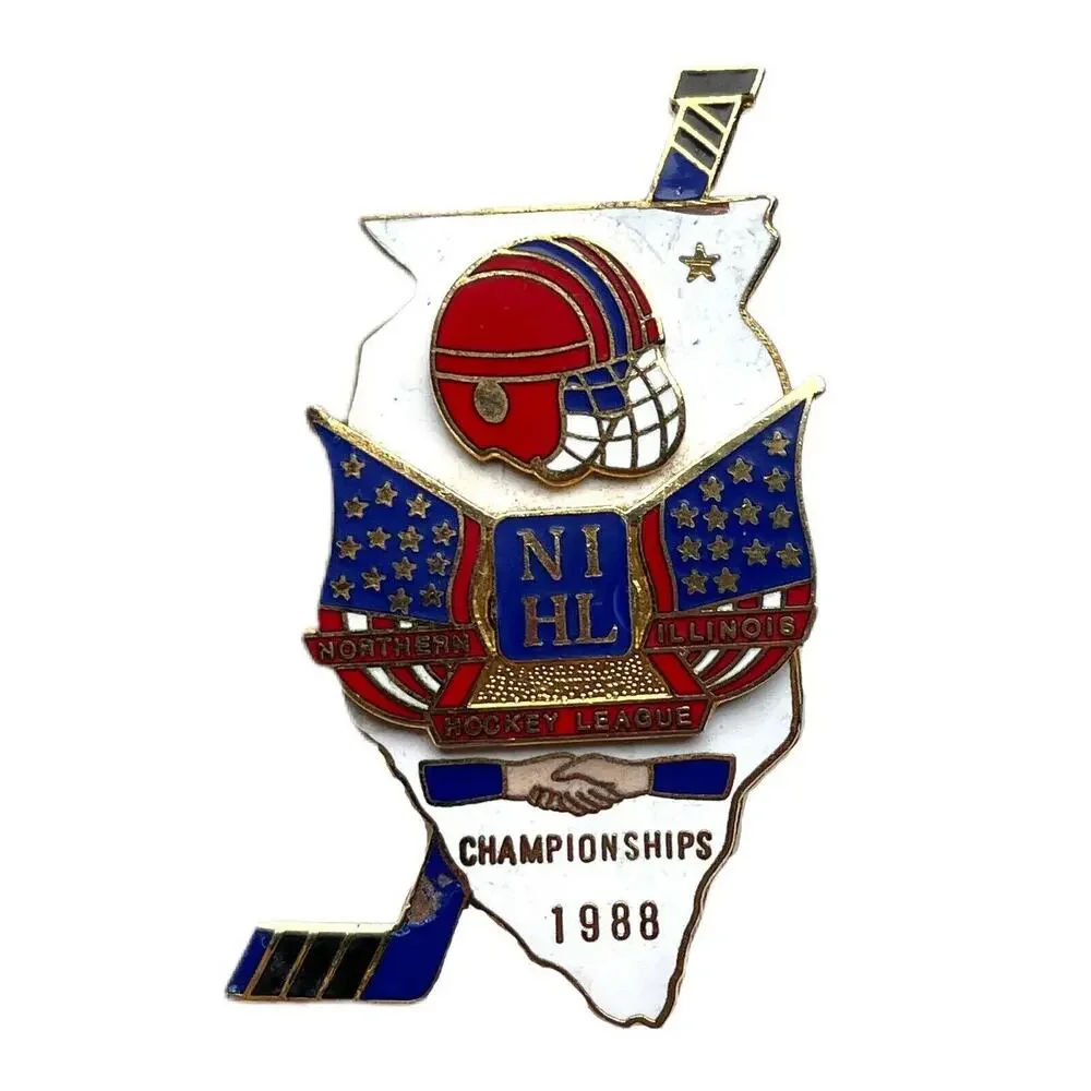 Vintage Northern Illinois Hockey League NIHL Pin Championships 1988 Pinback 3x2